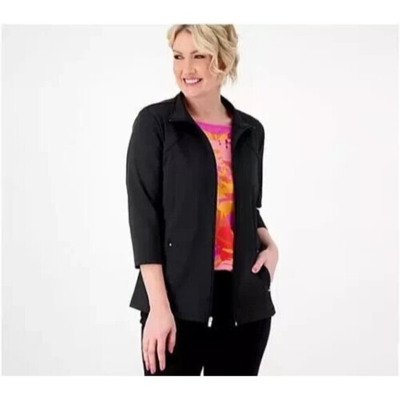 Sport Savvy Women Jacket Zip Front Seaming Details Navy Black sz XS A596112 - Picture 1 of 8